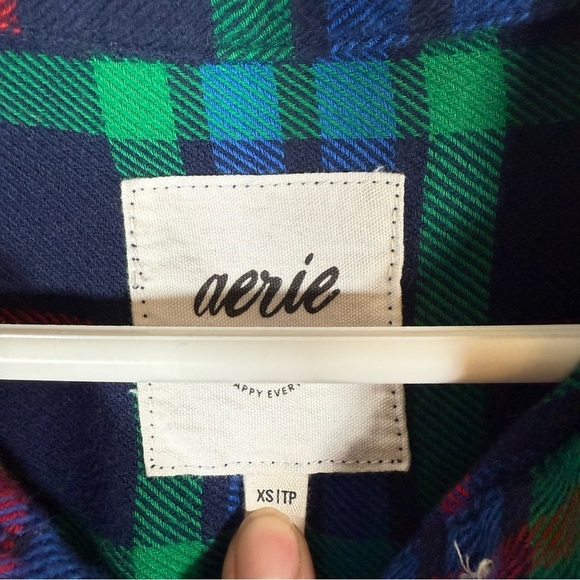Aerie Women’s Oversized Plaid Flannel Button-Up Shirt Size XS - Picture 4 of 5